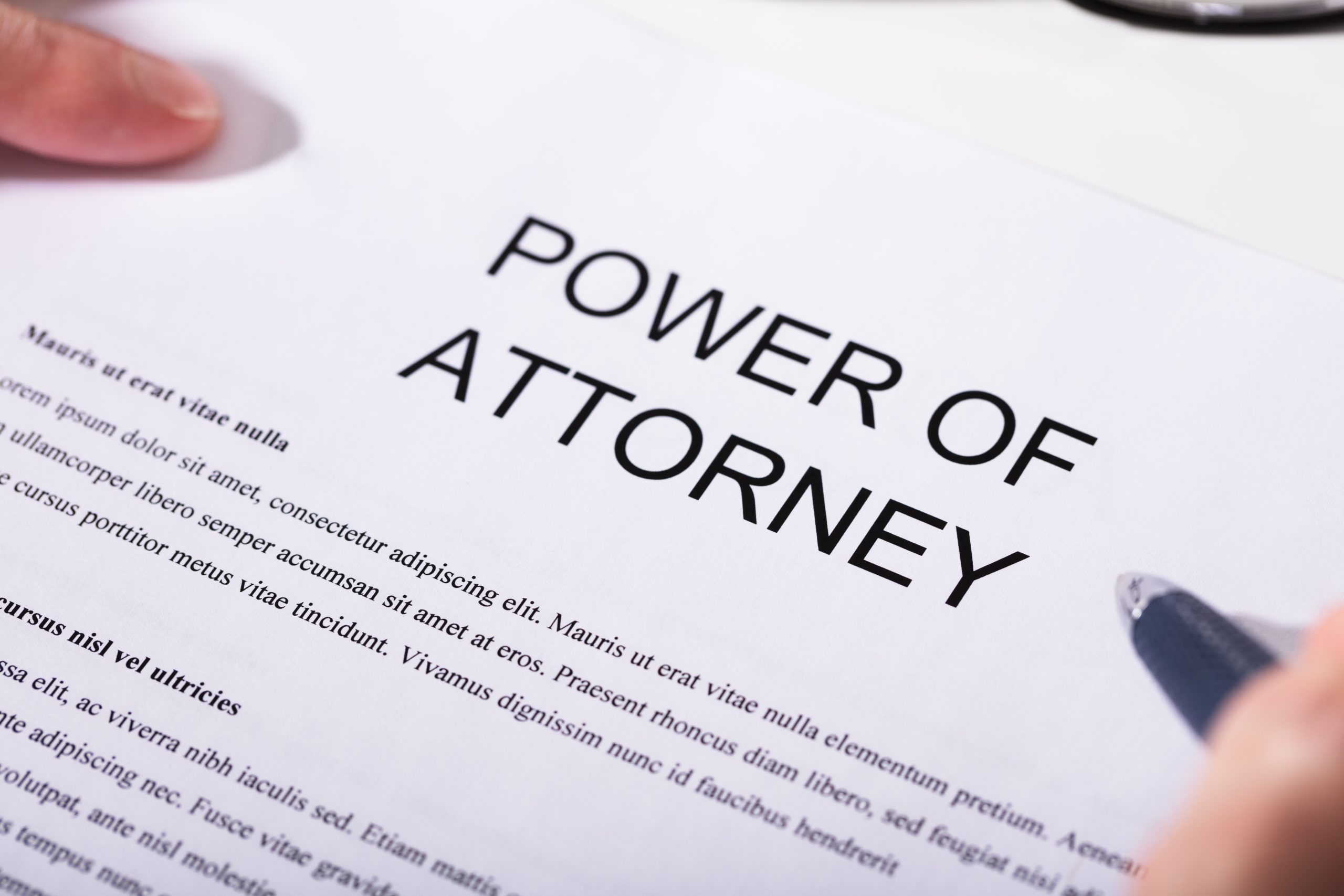 Close-up Of Power Of Attorney Form